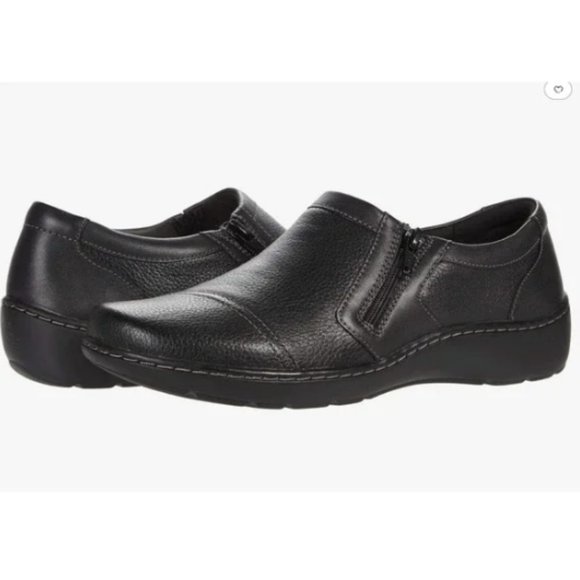 Clarks Shoes - Clarks Cora Giny Textured Leather Cushioned Loafer